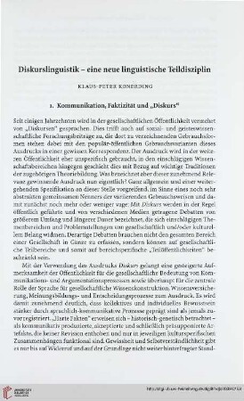 Diskurslinguistik - eine neue linguistische Teildisziplin