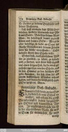 Freytägige Buß-Andacht.