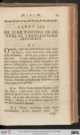 Caput III: De Jure Positivo in genere ac variis ejusdem speciebus