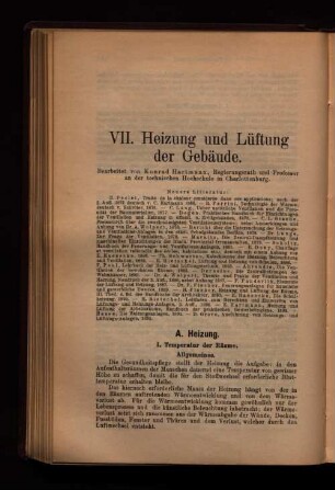 VII. Heizung und Lüftung der Gebäude.