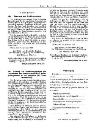 Sperrung von Studienpapieren : [Wissenschaft] ; [Für Preußen] ; [Amtliche Erlasse] ; [Amtlicher Teil]