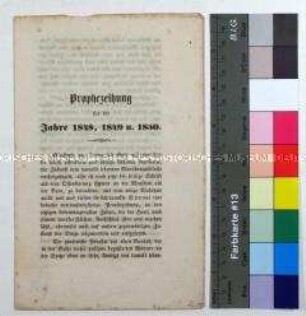 Flugschrift Prophezeiung für die Jahre 1848, 1849 und 1850 des Autors Junker