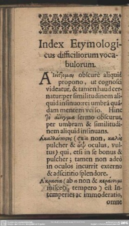 Index Etymologicus difficiliorum vocabulorum