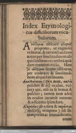 Index Etymologicus difficiliorum vocabulorum