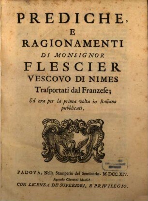 Prediche, E Ragionamenti