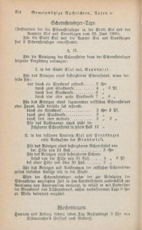 Schornsteinfeger-Taxe. Wochenwagen. [Dampfschiffe.]