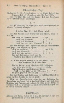 Schornsteinfeger-Taxe. Wochenwagen. [Dampfschiffe.]