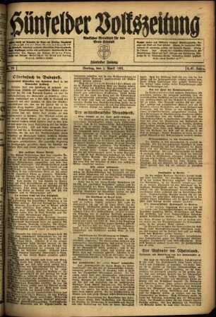 Ausgabe vom Freitag, den 01. April 1921.