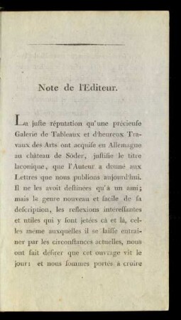 Note de l'Editeur
