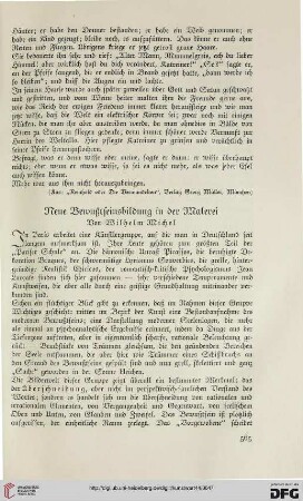 Neue Bewußtseinsbildung in der Malerei
