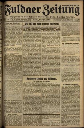 Erste Ausgabe vom Sonntag, den 16. Oktober 1932.