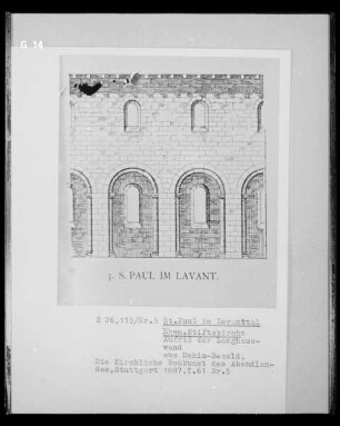 Aufriss der Langhauswand der ehemaligen Stiftskirche Sankt Paul im Lavanttal