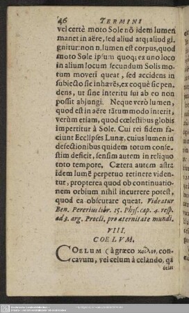 VIII. Coelum