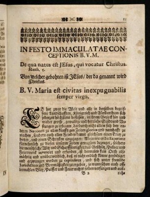 11-20, In Festo Immaculatae Conceptionis B. V. M.