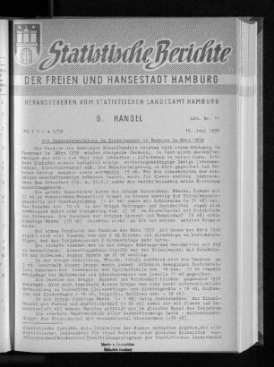 Die Umsatzentwicklung im Einzelhandel in Hamburg im März 1959 : Lfd. Nr. 11