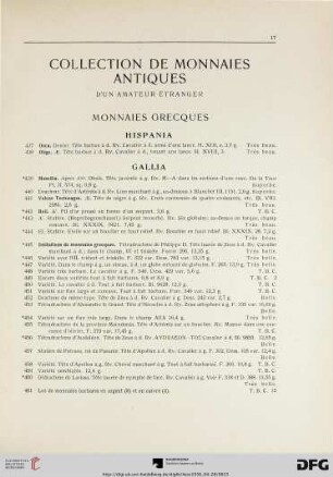 Collection de Monnaies antiques (d’un amateur étranger) (Nr. 437-2192)