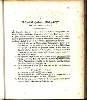 V. Erkenntniß Hochlöbl. Stadtgerichts vom 24. Februar 1823.