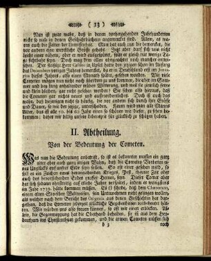 II. Abtheilung. Von der Bedeutung der Cometen.