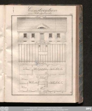 [Constructionen mit Grundrissen von Schulgebäuden, einer Pfarrwohnung und eines Amtshauses.]
