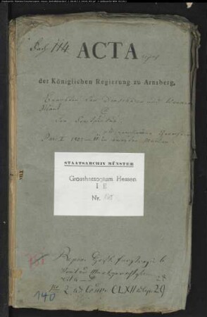 Beerbte der Dinscheder und Wennemer Mark ./. Forstfiskus wegen verschiedener Gerechtsame in besagten Marken (Vorakten der Arnsberger Organisationskommission)