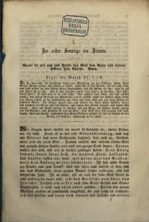 Predigten über die Evangelien des Kirchenjahrs, 1