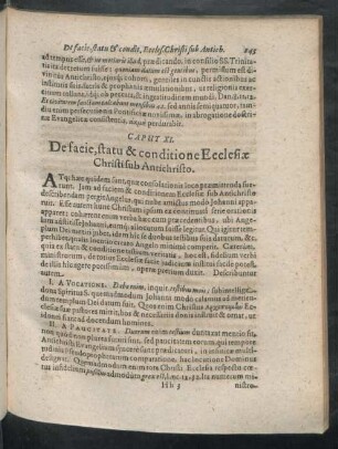 Caput XI. De facie, statu & conditione Ecclesiae Christi sub Antichristo