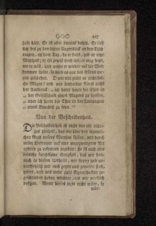 Von der Bescheidenheit.
