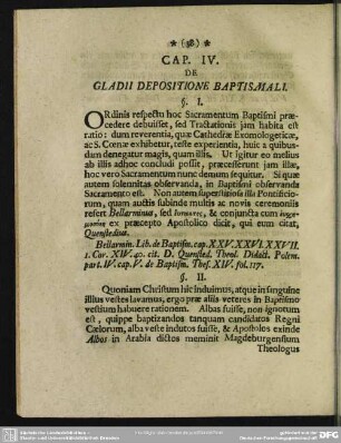 Cap. IV. De Gladii Depositione Baptismali