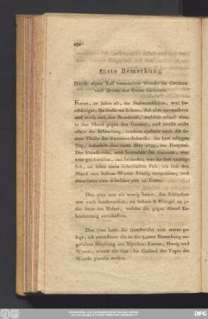 88ste Bemerkung. Durch einen Fall verursachte Wunde im Gaumens und Bruch des festen Gaumens.