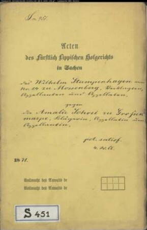 Stumpenhagen Nr. 24 zu Mossenberg gegen Amalie Schrei in Großenmarpe