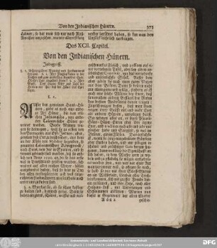 Das XCII. Capitel. Von den Indianischen Hünern.