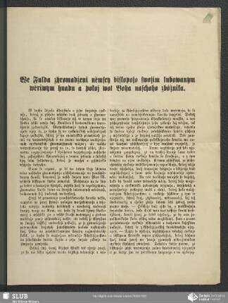 We Fulda zhromadźeni němscy biskopojo swojim lubowanym wěriwym hnadu a pokoj wot Boha naschoho zbóžnika