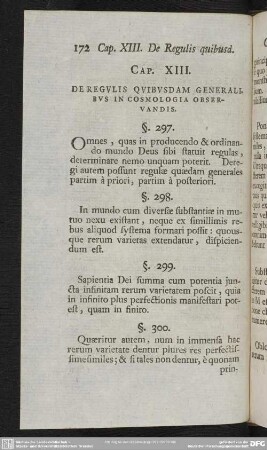 Cap. XIII. De Regulis Quibusdam Generalibus In Cosmologia Observandis