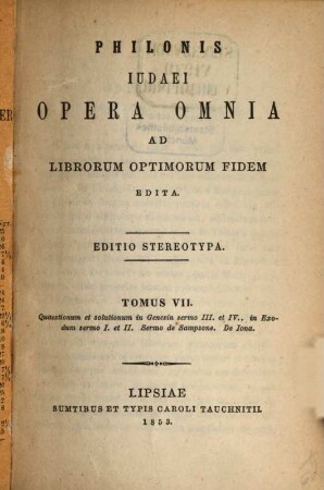 Opera omnia : Ad librorum optimorum fidem ed., 7