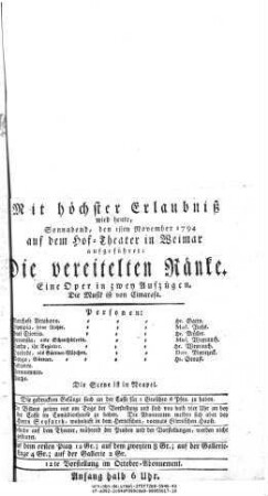 Die vereitelten Ränke