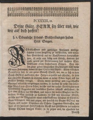 §. 1. Erbauliche Lebens-Beschreibungen haben ihren Seegen