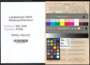 Entnazifizierung Heinrich Wirths , geb. 28.01.1895 (Postbeamter)