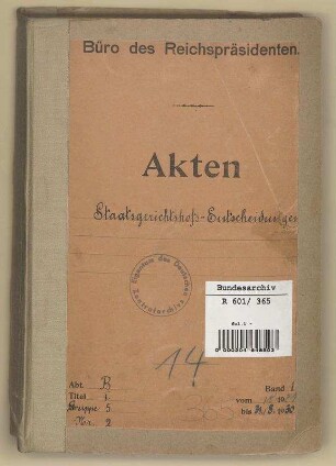 Entscheidungen des Staatsgerichtshofes: Bd. 1