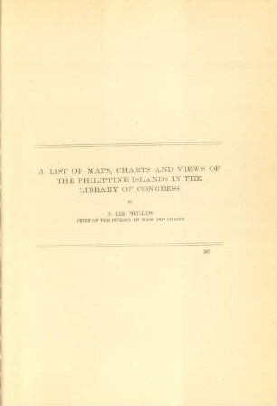 A list of maps, charts and views of the Phillippine Islands in the Library of Congress