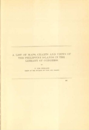 A list of maps, charts and views of the Phillippine Islands in the Library of Congress