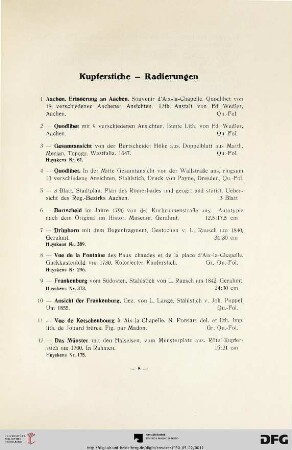 Kupferstiche – Radierungen (Nr. 1-18)