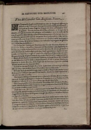 Vita del Cavalier gio. Baglione, Pittore.