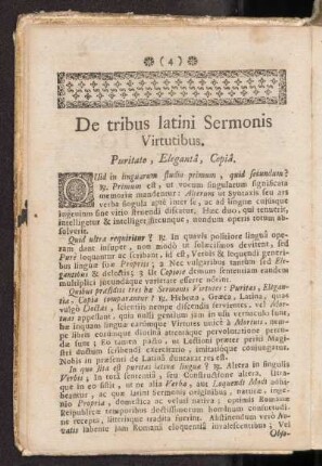 De tribus latini Sermonis Virtutibus