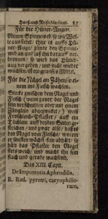 Das XIII. Capit. De Impotentia Aphrodisia.