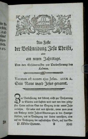 [1.] Am Feste der Beschneidung Jesu Christi, oder am neuen Jahrstage.