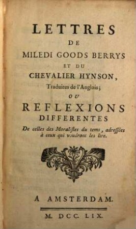 Lettres : Trad. de l'Anglois