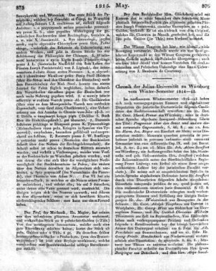 Chronik der Julius-Universität zu Würzburg vom Winter-Semester 1814-15.