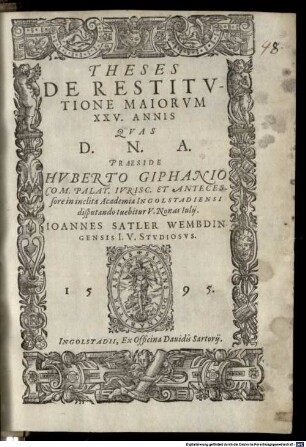 Theses De Restitvtione Maiorvm XXV. Annis