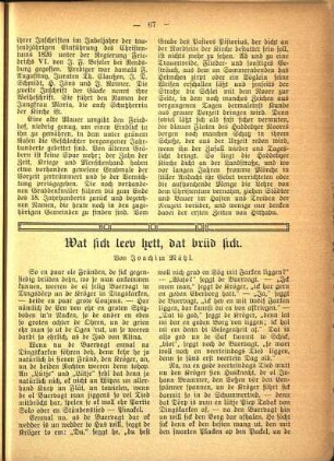 Wat sick leev hett, dat brüd sick. Von Joachim Mähl.