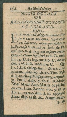 Sectio Octava De Excusationibus Tutorum Et Curatorum.